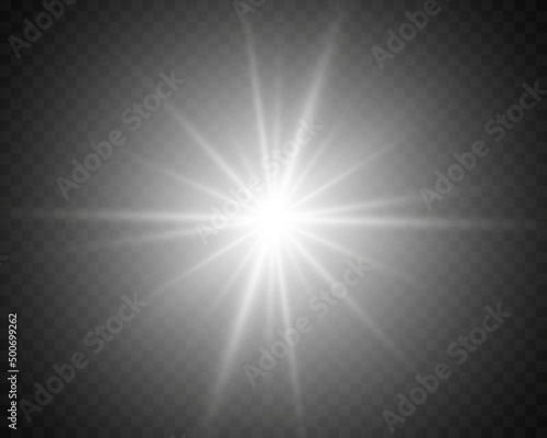 Bright glowing circle of light burst, star, explosion on a transparent background. Bright decoration with glare effect with ray sparkles. Transparent glitter gradient glitter texture.