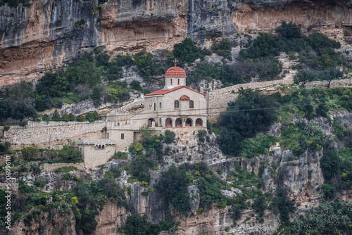 Church in Sanctuary of Our Lady of Hamatoura in Kousba village, valley of Kadisha, Lebanon photo