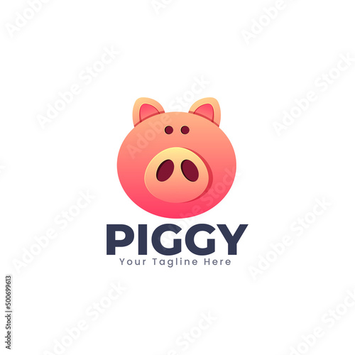 Pink Pig Logo Template Design