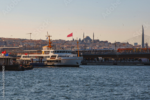 Old Istanbul cityscape, view from Bosphorus.