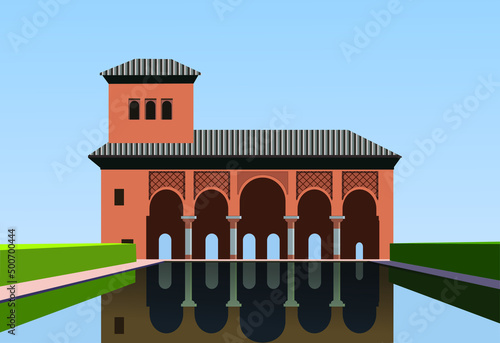  traditional vector andalusian building. Landscape vector illustration photo