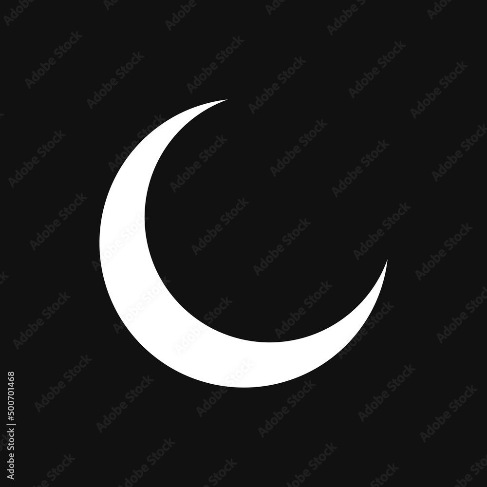 Crescent icon on grey background Crescent icon on grey background