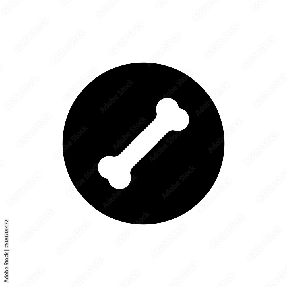 Dog bone icon in black round Dog bone icon in black round