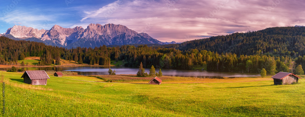 Old wooden hut Wagenbrüchsee Alps Bavaria Germany