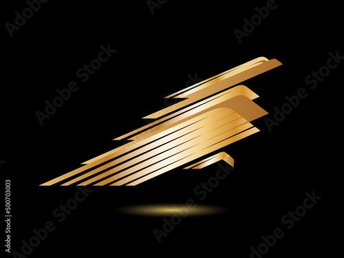 Stylized geometric image of soaring Golden Eagle or Phoenix on black background. Vector illustration. Works well as a tattoo, icon, emblem, print or mascot.