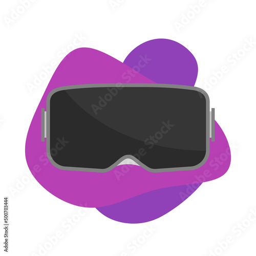 VR glasses headset. Virtual reality helmet. Purple bubble background. Vector stock illustration. Isolated eps10.