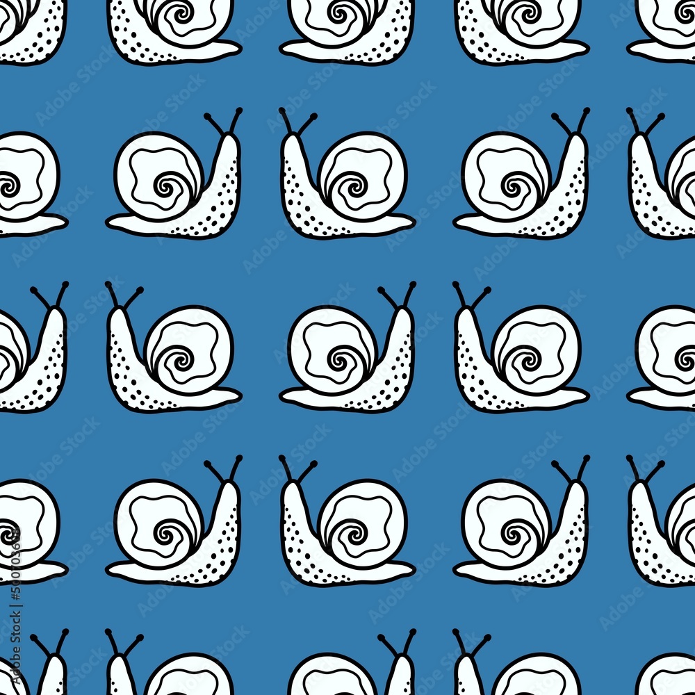 Animals seamless cute snails pattern for fabrics and textiles and packaging and gifts and cards and linens and kids