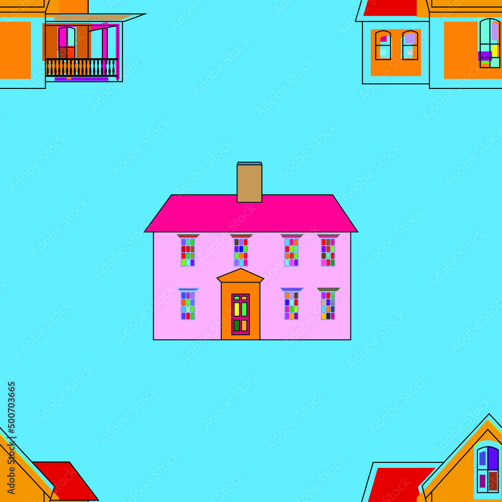 Seamless illustration of a house with a roof Seamless illustration of a house with a roof