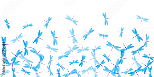 Magic cyan blue dragonfly isolated vector background. Summer pretty damselflies. Wild dragonfly isolated children illustration. Delicate wings insects patten. Fragile beings