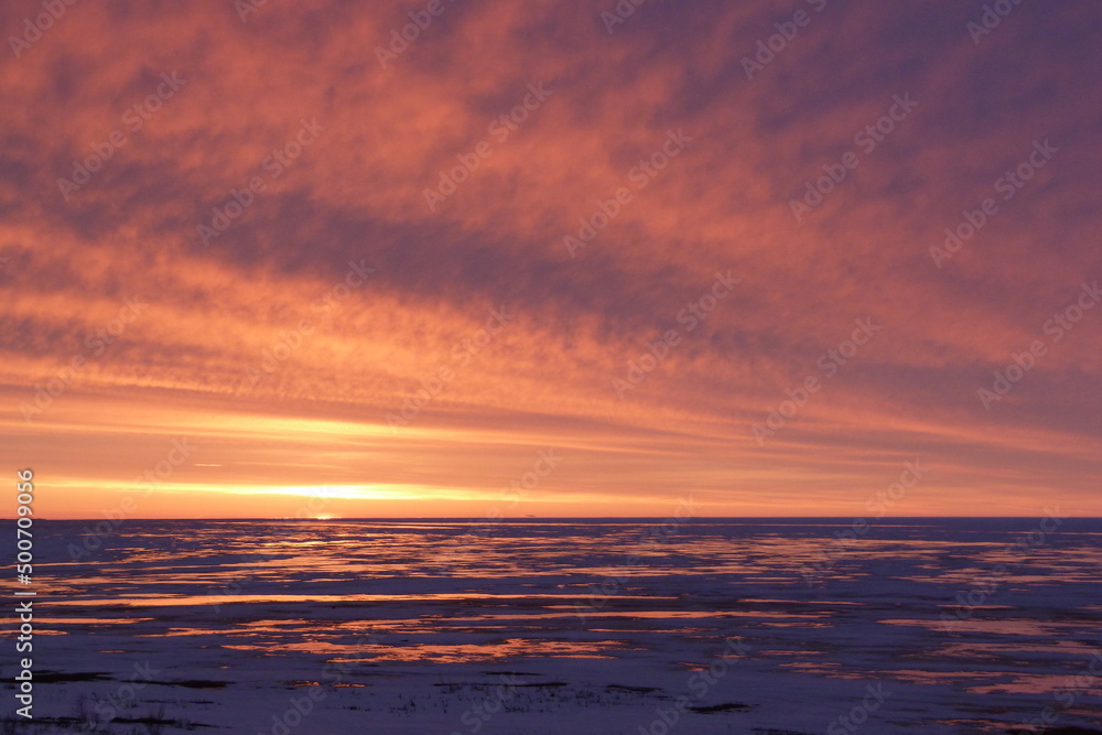 Fototapeta premium Spring sunset in Yamal