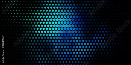 Dark Blue, Green vector pattern with spheres. © Guskova