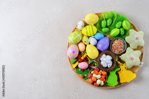 Various Easter decorations and sweets