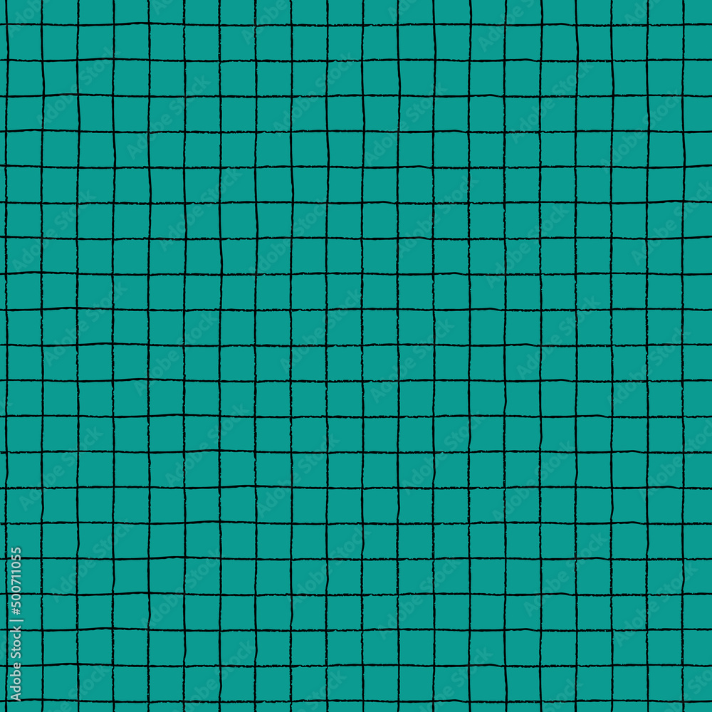Seamless checkered repeating pattern with hand drawn checks. Green plaid background for wrapping paper, surface design and other design projects Seamless checkered repeating pattern with hand drawn checks. Green plaid background for wrapping paper, surface design and other design projects