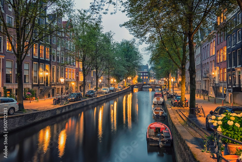 Photography Amsterdam city in the evening, Netherlands