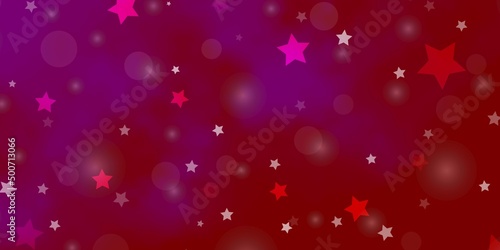 Light Pink vector backdrop with circles, stars.