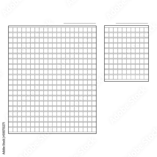 Set of Squared manuscript icon paper file, creative closeup isolated on white background vector illustration