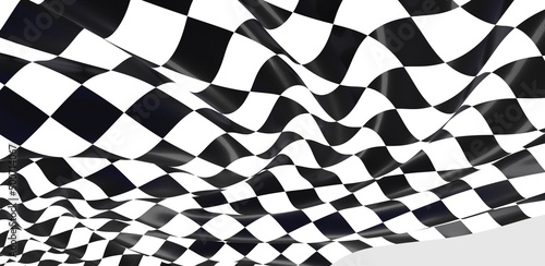Checkered flag, race flag background 3d. © vegefox.com