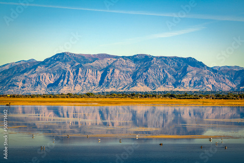 Salt Lake City, Utah, USA barren landscape at the Great Salt Lake photo