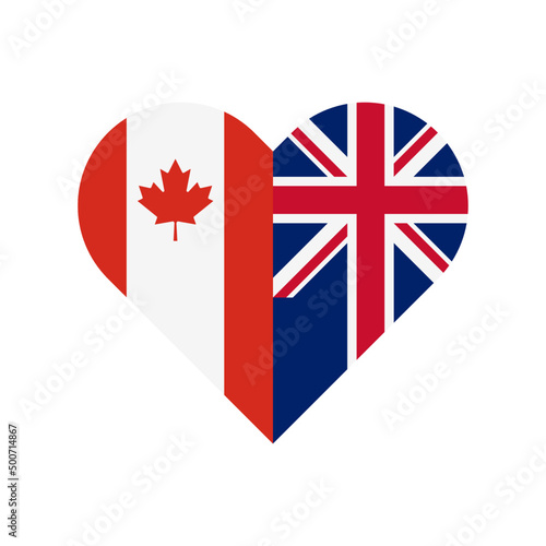 unity concept. heart shape icon with canada and uk flags. vector illustration isolated on white background