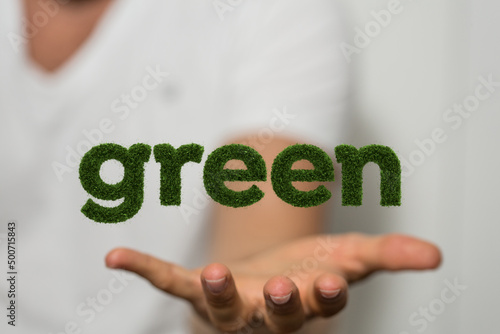 Hands holding green nature ...
