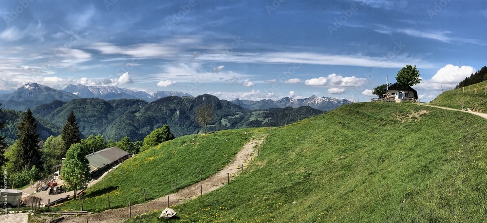 Bergader-Alm und Rechenberg-Alm am Großen Rechenberg bei Oberwössen, Chiemgau, Alpen, Bayern, Deutschland