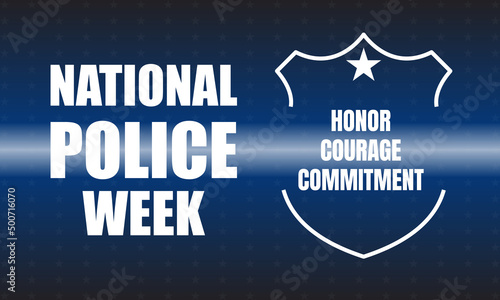 National Police Week background with Blue Line. Poster, card, banner and background