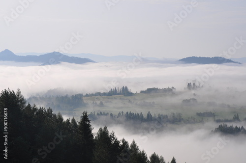 mgła, poranek, Pieniny, Kluszkowce, góry, wiosna, chmury, © Albin Marciniak
