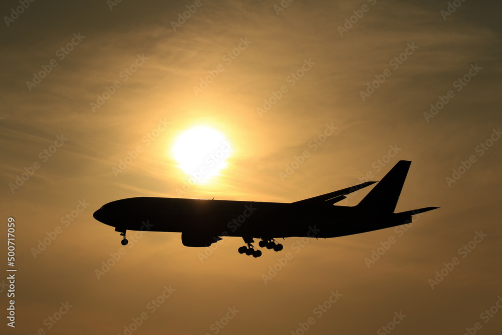 airplane at sunset airplane at sunset