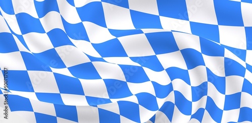 Oktoberfest background frame with bavarian white blue fabric, isolated on white. October festival