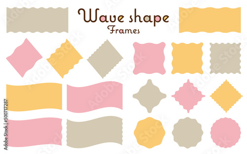 波線・波形のフレームセット／ピンク系・線なし