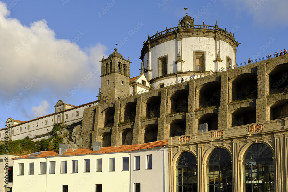 Monastery Serra do Pilar and roof of wine cellars in Vila Nova de Gaia, Portugal	