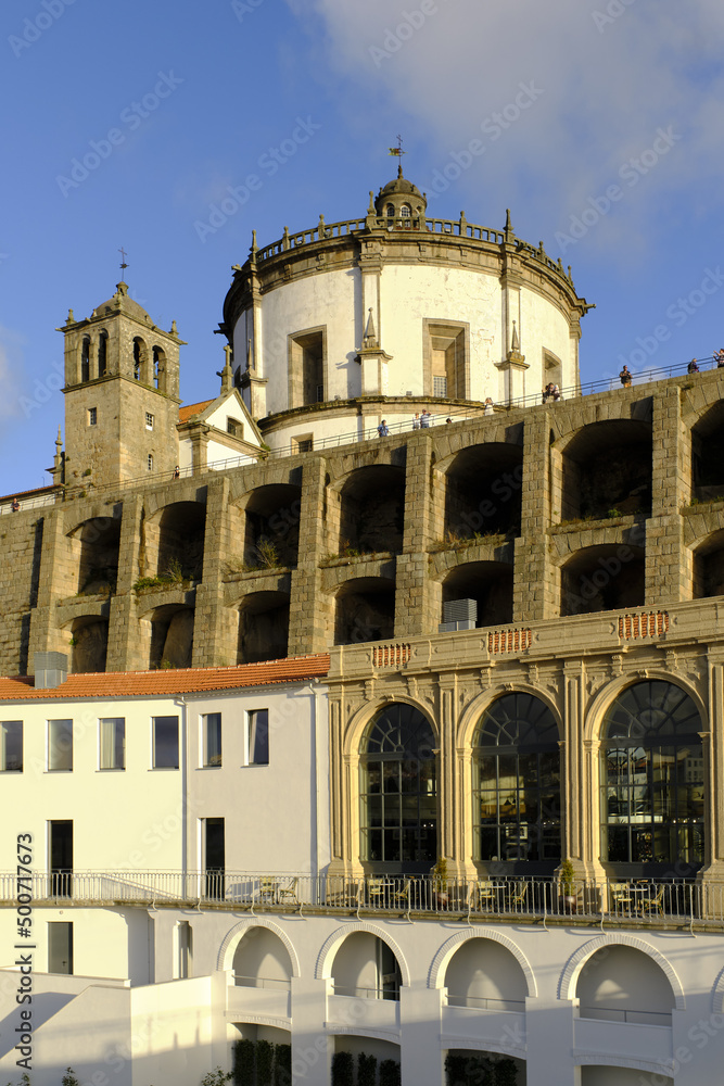 Monastery Serra do Pilar and roof of wine cellars in Vila Nova de Gaia, Portugal	