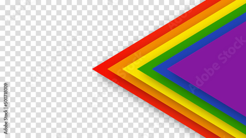 Abstract geometric red, orange, yellow, green, blue and purple lgbt color background. June LGBTQ Historical Pride Month. Background with rainbow color copy space for text. Transparent illustration