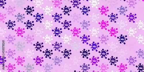 Light purple vector backdrop with virus symbols.