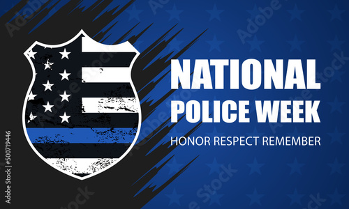National Police Week background with Blue Line. Poster, card, banner and background