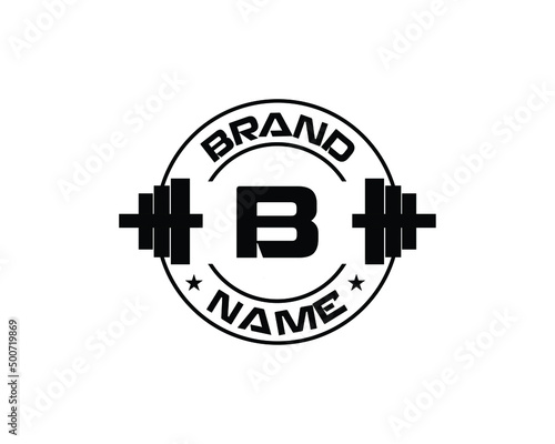 Abstract letter B fitness with barbell logo vector template. Suitable for business, web, sport, health, athlete, and initial symbol