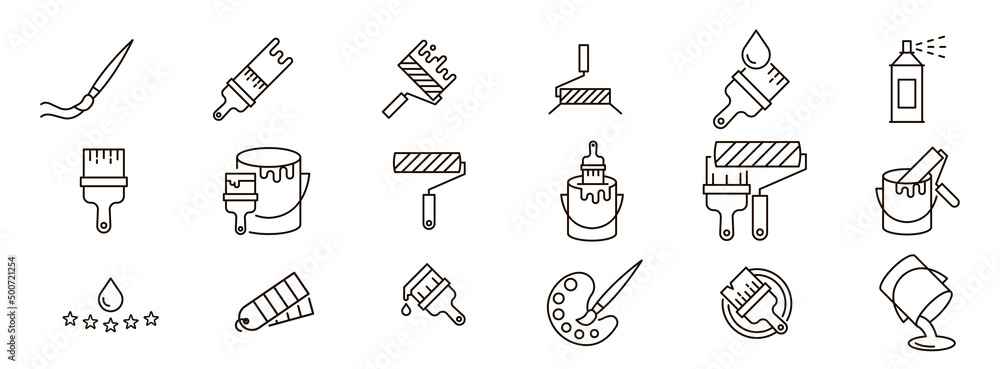 Simple set of brushes. Paint brushes line icon Stock Vector | Adobe Stock