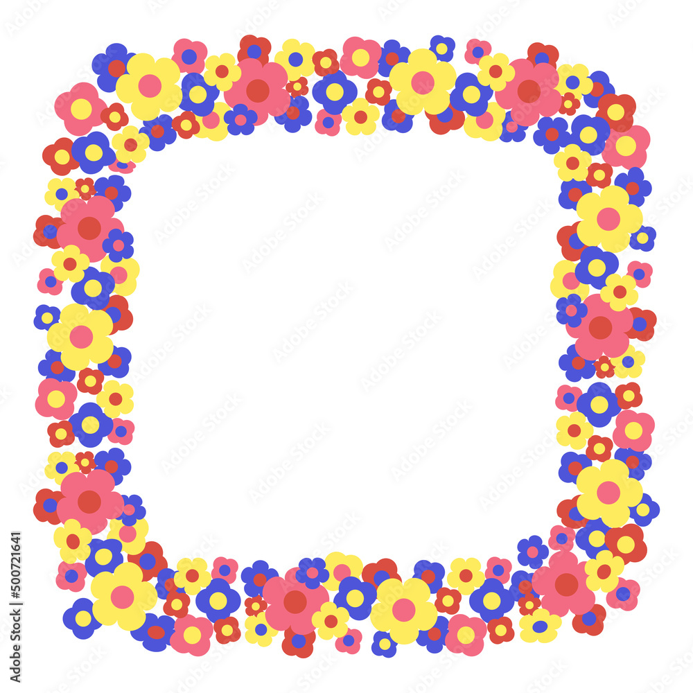 Square flower frame. Floral wreath. For Easter greeting card, wedding , birthday card, invitation. Vector illustration. Square flower frame. Floral wreath. For Easter greeting card, wedding , birthday card, invitation. Vector illustration.