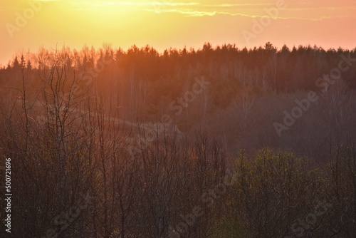 Sunset in the countryside spring 