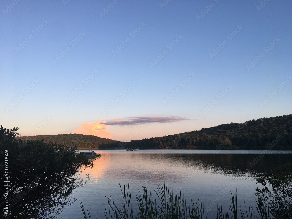 sunset over the lake