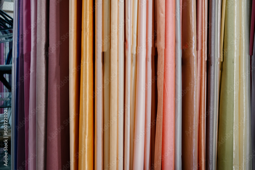 Collection of curtains in different colors and patterns. Salon curtains Collection of curtains in different colors and patterns. Salon curtains