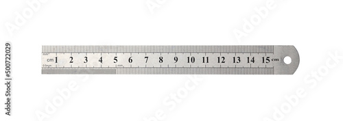 stainless steel ruler isolated on white background