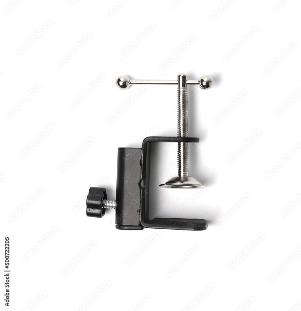 Black clamp isolated on white background, Top view Black clamp isolated on white background, Top view