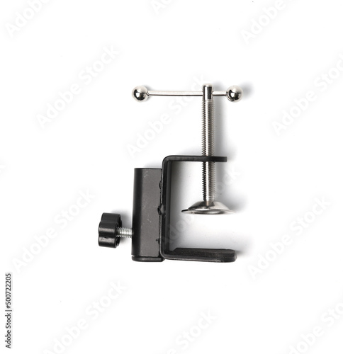Black clamp isolated on white background, Top view