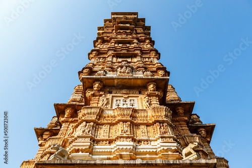 Kirti Stambha is a 12th-century tower situated at Chittor Fort in Chittorgarh town of Rajasthan, India, Asia photo
