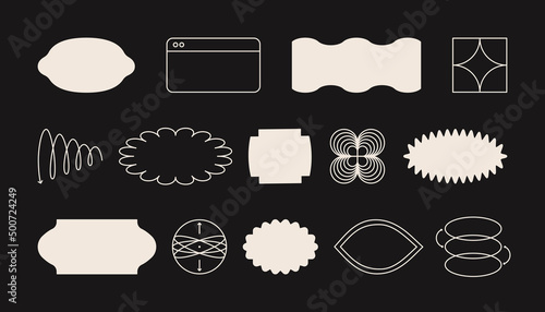 Vector set of minimalist brutalist design elements, futuristic shapes and geometric figures with copy space for text - abstract background elements for branding, packaging