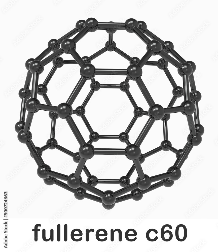 Fullerene C60 Ball And Stick Model 3d Nano Chemistry Structure