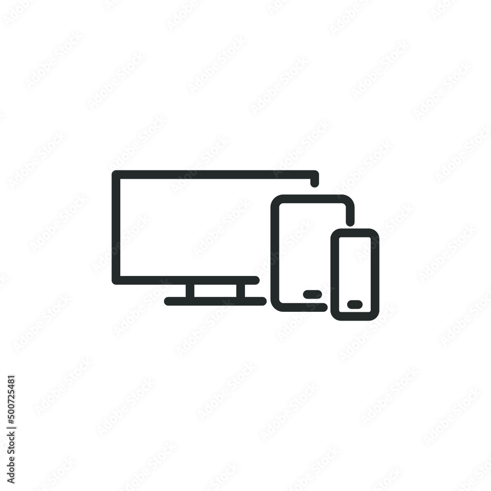 simple vector icon computer, smartphone and laptop editable. isolated on white background. 