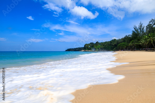 Nature landscape view of beautiful tropical beach and sea in sunny day at phuket thailand 