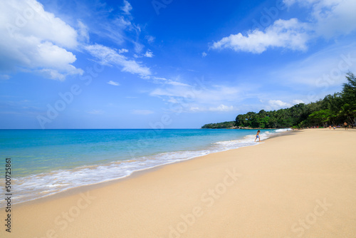 Fototapeta Naklejka Na Ścianę i Meble -  Nature landscape view of beautiful tropical beach and sea in sunny day at phuket thailand,